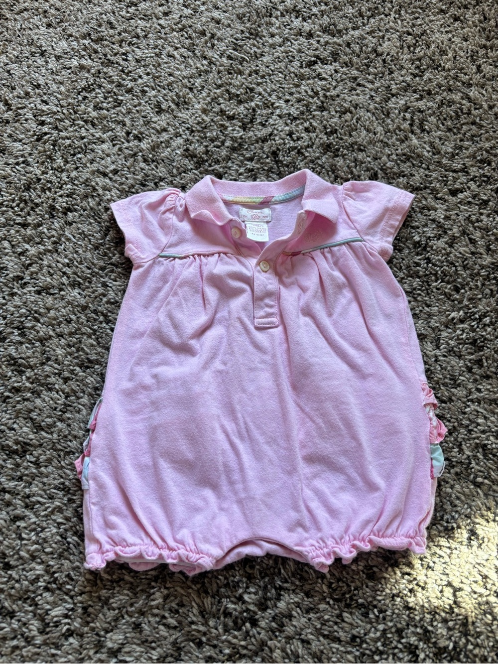 Chaps Light Pink Polo-Style Baby Romper